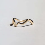 14k Yellow Gold Bezel Sapphire Mini Ripple Ring Greenpoint Brooklyn Macha