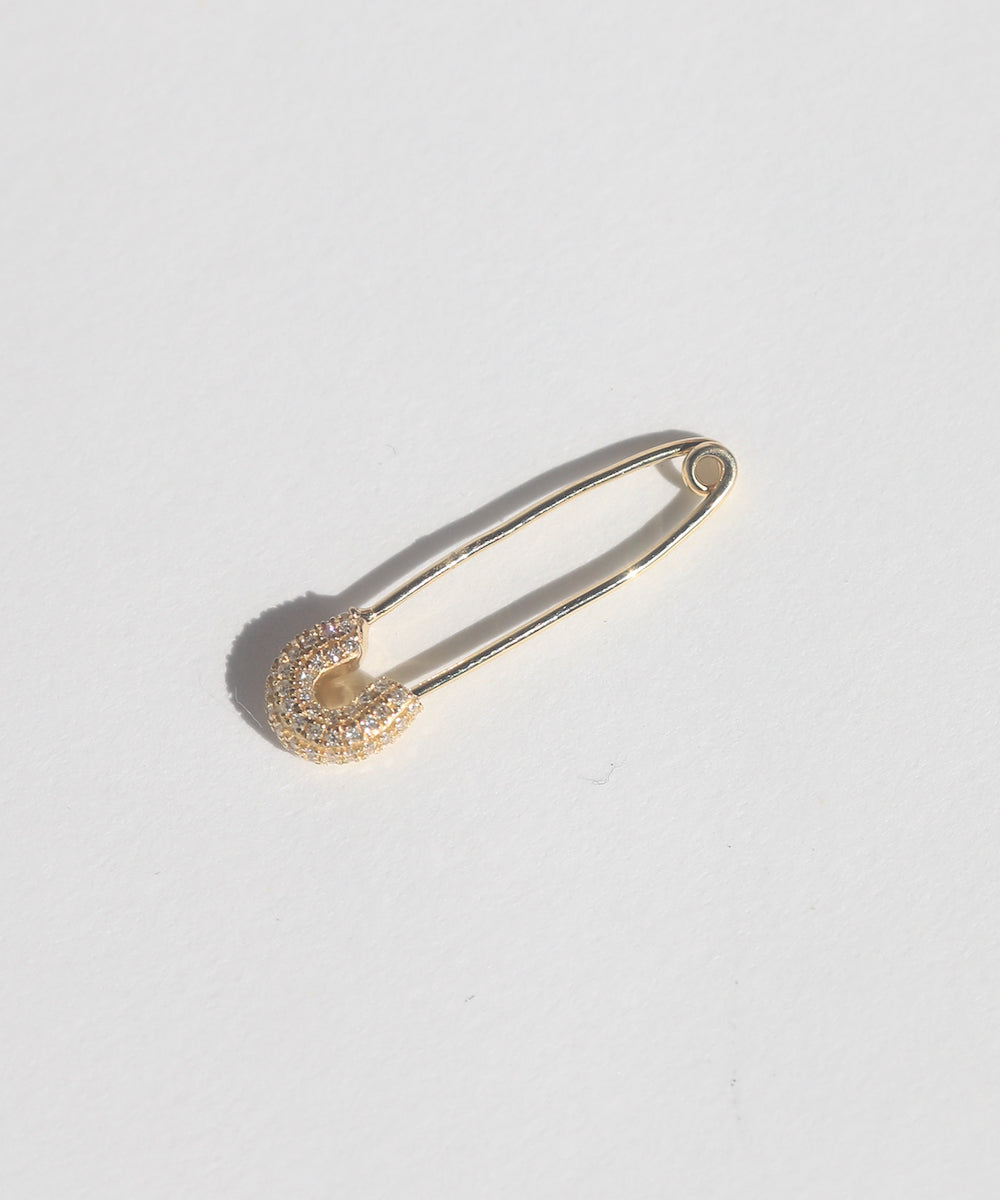 14k gold diamond encrusted safety pin 
