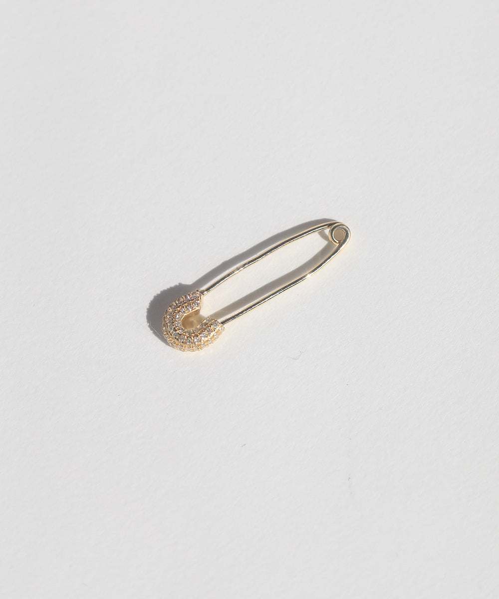 14k gold diamond encrusted safety pin 