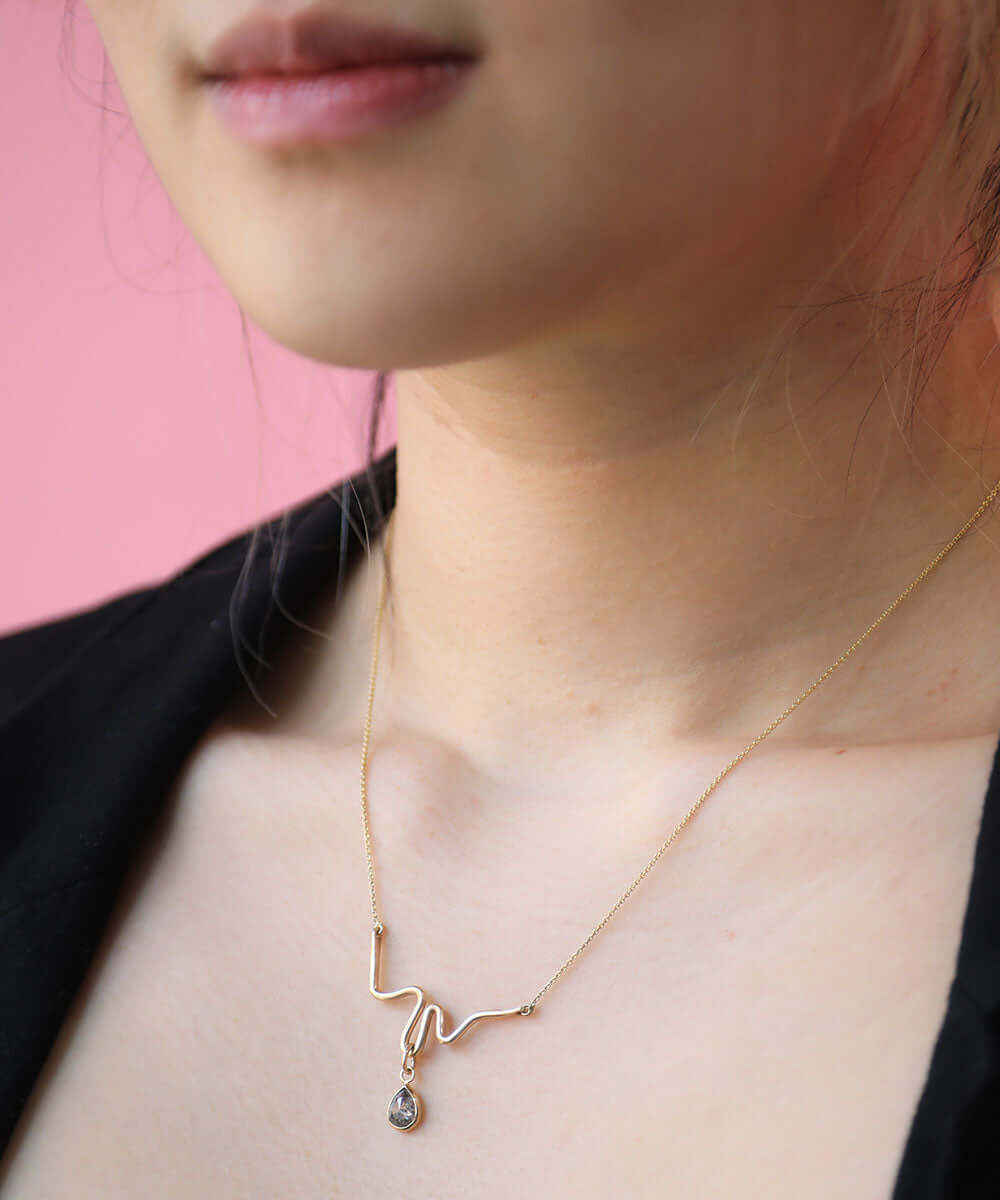 Salt & Pepper Diamond Pendent 14k Gold, NYC fine jewelry brooklyn NY New York jeweler sustainable ethical greenpoint engagement