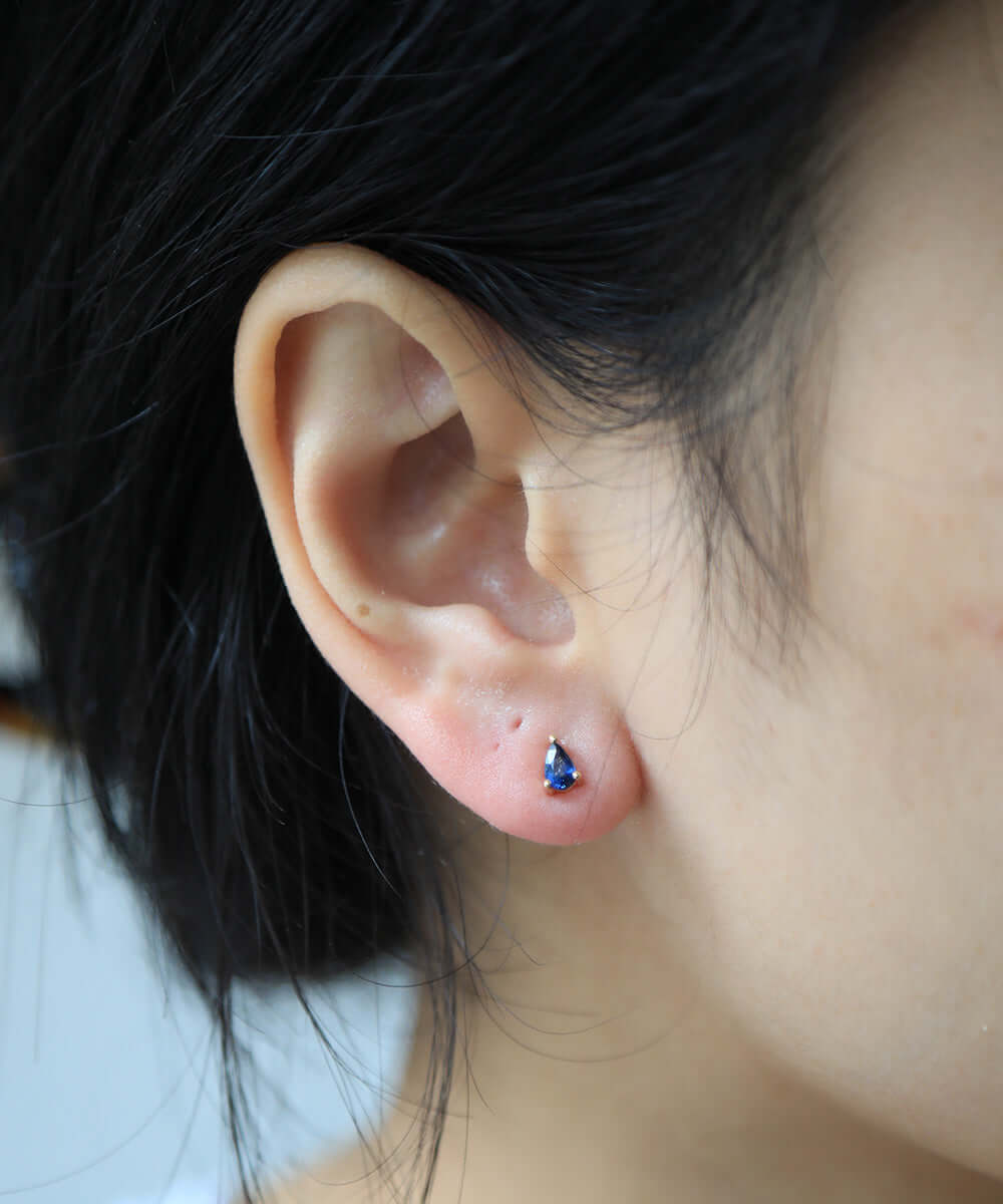 sapphire pear studs earrings gold Brooklyn New York