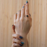  14k Yellow Gold Ring Sapphire NYC fine jewelry brooklyn NY New York jeweler sustainable ethical greenpoint engagement sapphire white diamond