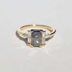 14k Yellow Gold Ring Sapphire NYC fine jewelry brooklyn NY New York jeweler sustainable ethical greenpoint engagement sapphire white diamond