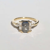 14k Yellow Gold Ring Sapphire NYC fine jewelry brooklyn NY New York jeweler sustainable ethical greenpoint engagement sapphire white diamond
