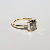 14k Yellow Gold Ring Sapphire NYC fine jewelry brooklyn NY New York jeweler sustainable ethical greenpoint engagement sapphire white diamond
