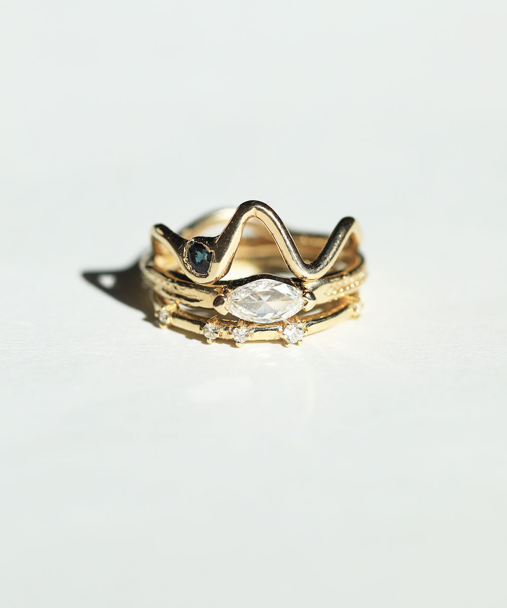 Ring Stack 14k Gold Diamond Sapphire  Brooklyn New York 11222
