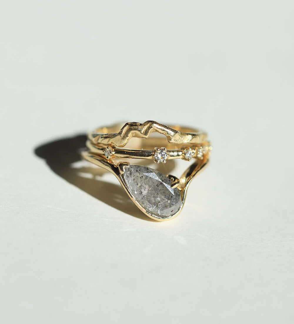 Ring Stack 14k Gold Diamond NYC fine jewelry brooklyn NY New York jeweler sustainable ethical greenpoint engagement