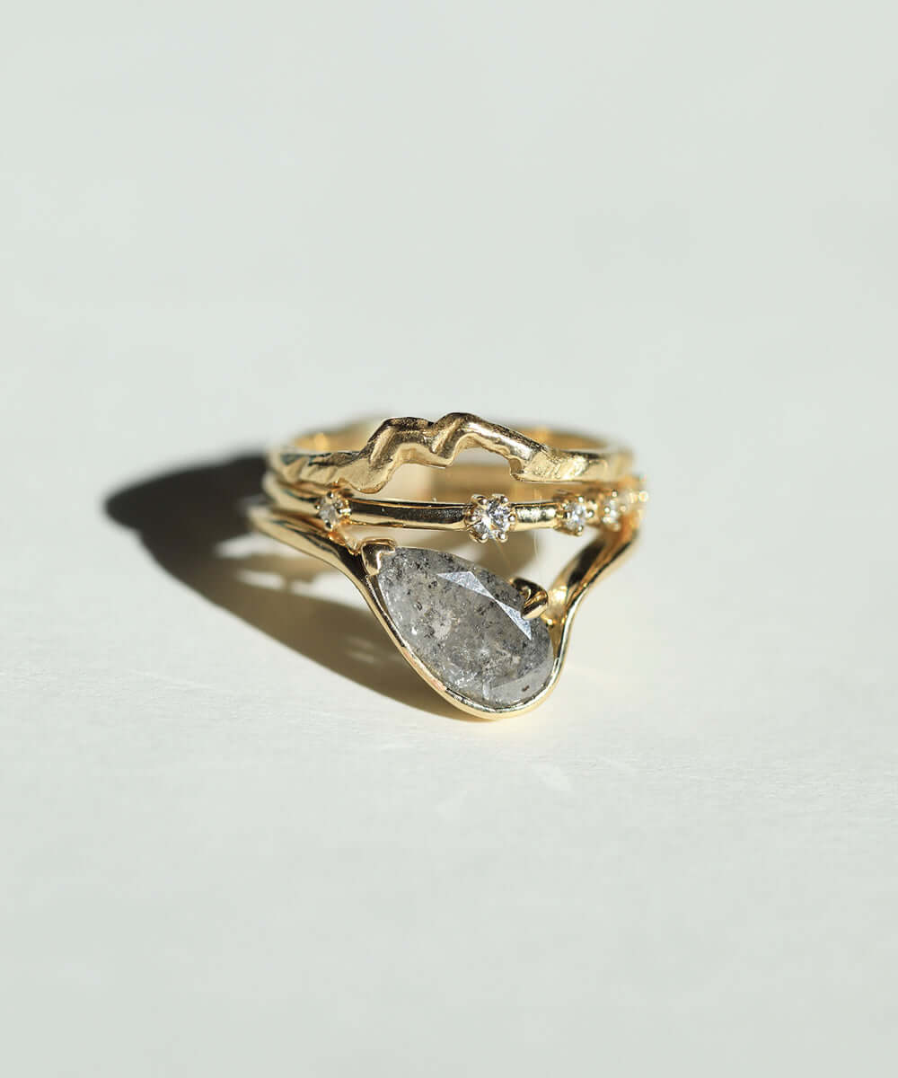Ring Stack 14k Gold Diamond NYC fine jewelry brooklyn NY New York jeweler sustainable ethical greenpoint engagement