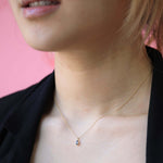 sunstone gem gold necklace NYC fine jewelry brooklyn NY New York jeweler sustainable ethical greenpoint engagement