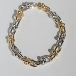 tiffany style beaded chain fine bracelet 14k white gold yellow gold, macha studio greenpoint brooklyn new york