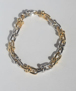 tiffany style beaded chain fine bracelet 14k white gold yellow gold, macha studio greenpoint brooklyn new york