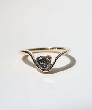 wave ring salt & pepper diamond gold engagement ring brooklyn jewelry nyc macha