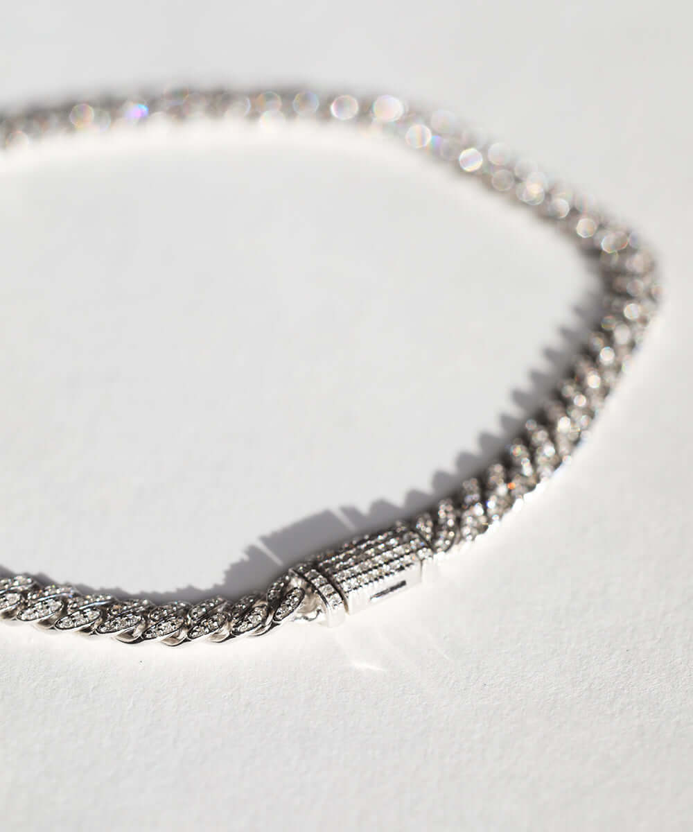 14k gold diamonds curb chain bracelet macha jewelry brooklyn nyc