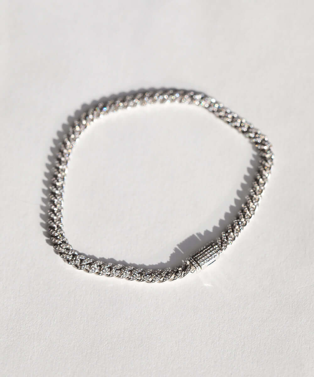 14k gold diamonds curb chain bracelet macha jewelry brooklyn nyc