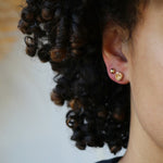 gold and diamond sapphire stud earrings Greenpoint Brooklyn NYC by Macha