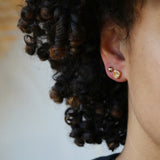 gold and diamond sapphire stud earrings Greenpoint Brooklyn NYC by Macha