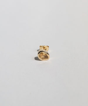 Yellow Sapphire small single earring in 14k Yellow Gold Fine Jewelry made in Greenpoint Brooklyn NYC