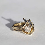 Salt and Pepper Diamond Solitaire 14k Gold Engagement Ring Macha Studio Brooklyn New York