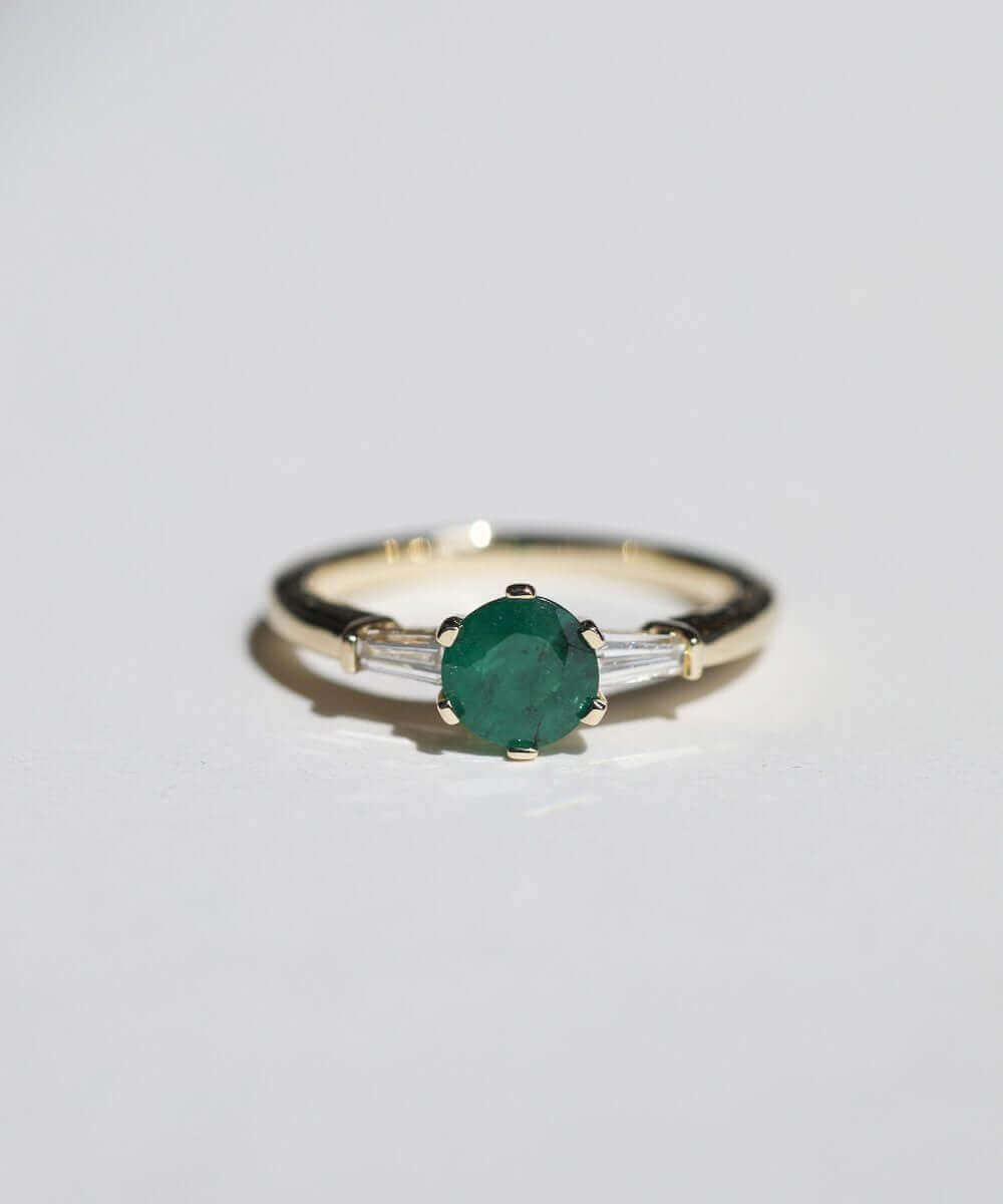 round cut blue sapphires set in 14k gold stud earrings handcrafted macha studio brooklyn new york