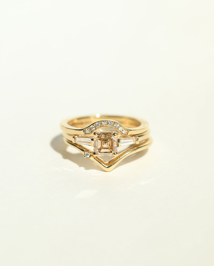 cognac diamond ring 14k yellow gold stacked Brooklyn New York