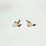 Half Moon diamond earrings stud gold Brooklyn New York 