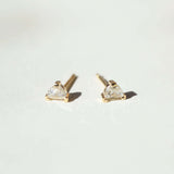 Half Moon diamond earrings stud gold Brooklyn New York 