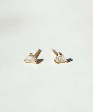 Half Moon diamond earrings stud gold Brooklyn New York 