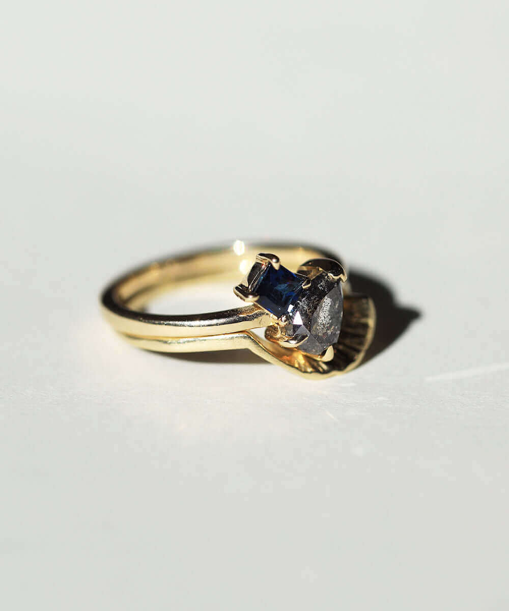 salt and pepper diamond engagement ring set gold Brooklyn New York