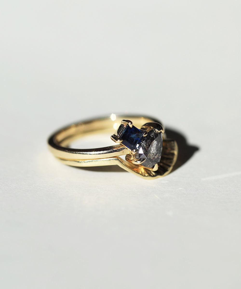 salt and pepper diamond engagement ring set gold Brooklyn New York