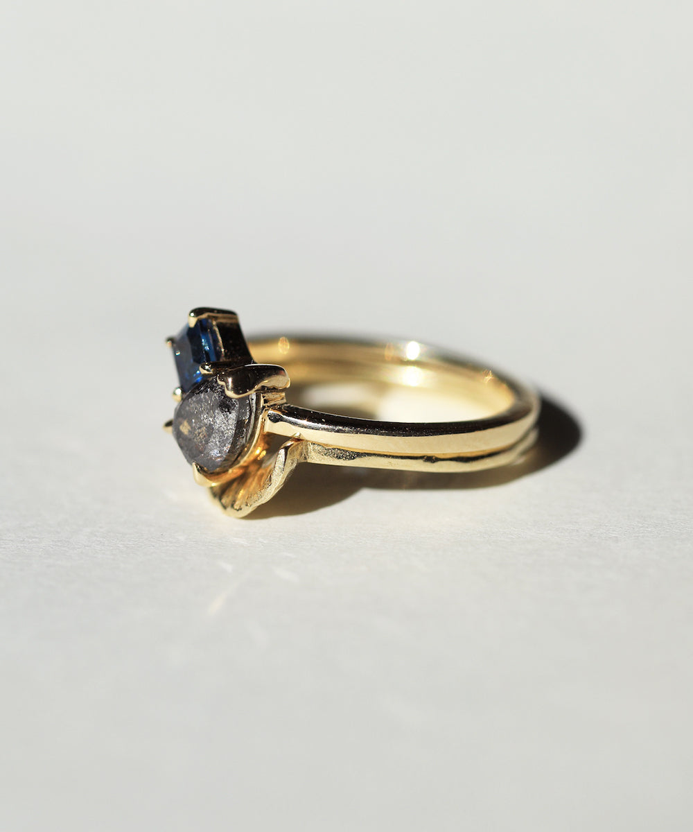 salt and pepper diamond ring stacked gold Brooklyn New York