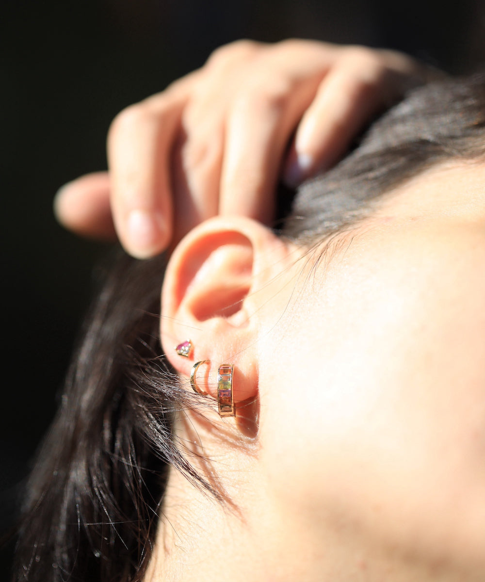 macha jewelry gold earrings hoop sapphire colorful gift brooklyn nyc