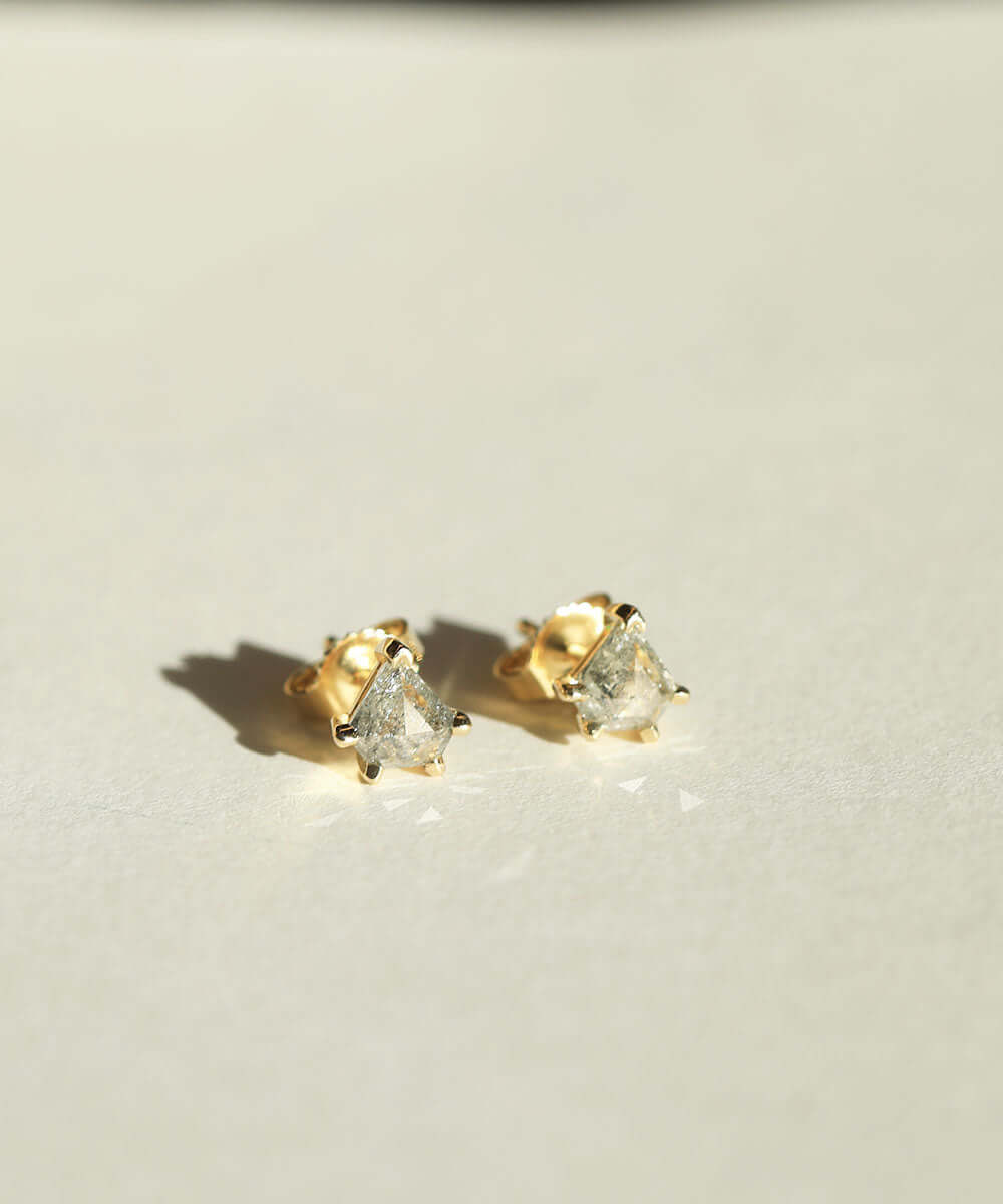  salt and pepper diamond 14k yellow gold earrings Brooklyn New York 11222