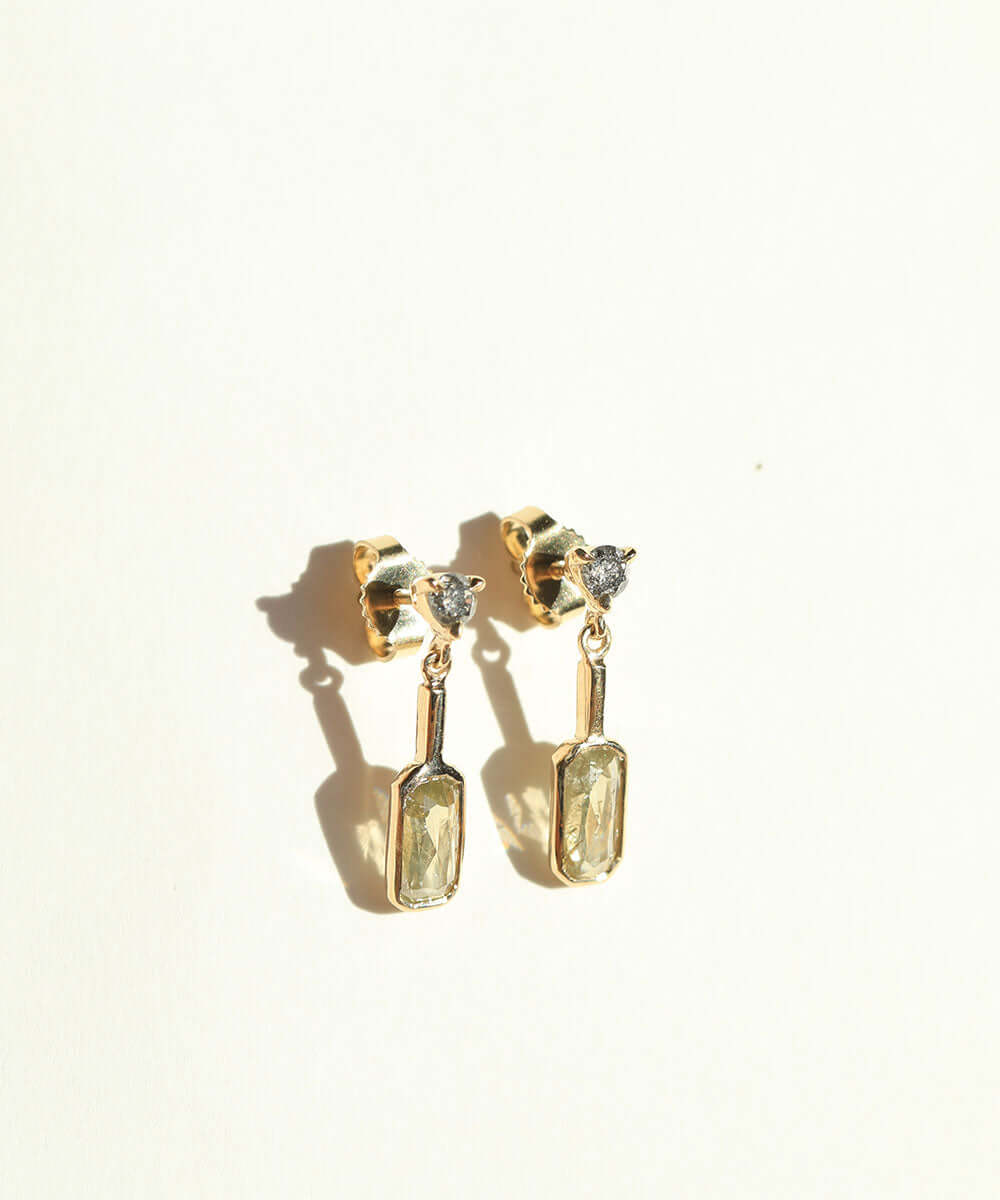 salt and pepper yellow diamond 14k yellow gold earrings Brooklyn New York 11222
