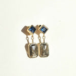 salt and pepper diamond sapphire 14k yellow gold earrings Brooklyn New York 11222