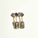 salt and pepper diamond sapphire 14k yellow gold earrings Brooklyn New York 11222