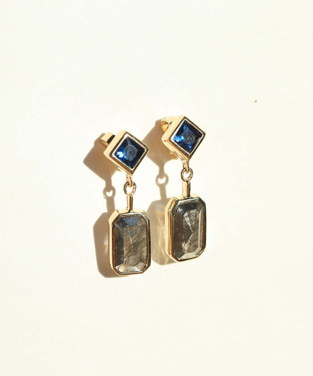 salt and pepper diamond, blue sapphire, 14k yellow gold Brooklyn New York 11222