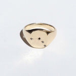 Libra black diamond constellation signet ring 14k yellow gold handcrafted macha studio brooklyn new york