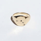 Libra black diamond constellation signet ring 14k yellow gold handcrafted macha studio brooklyn new york