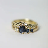 Sapphire/Diamond leaning ring