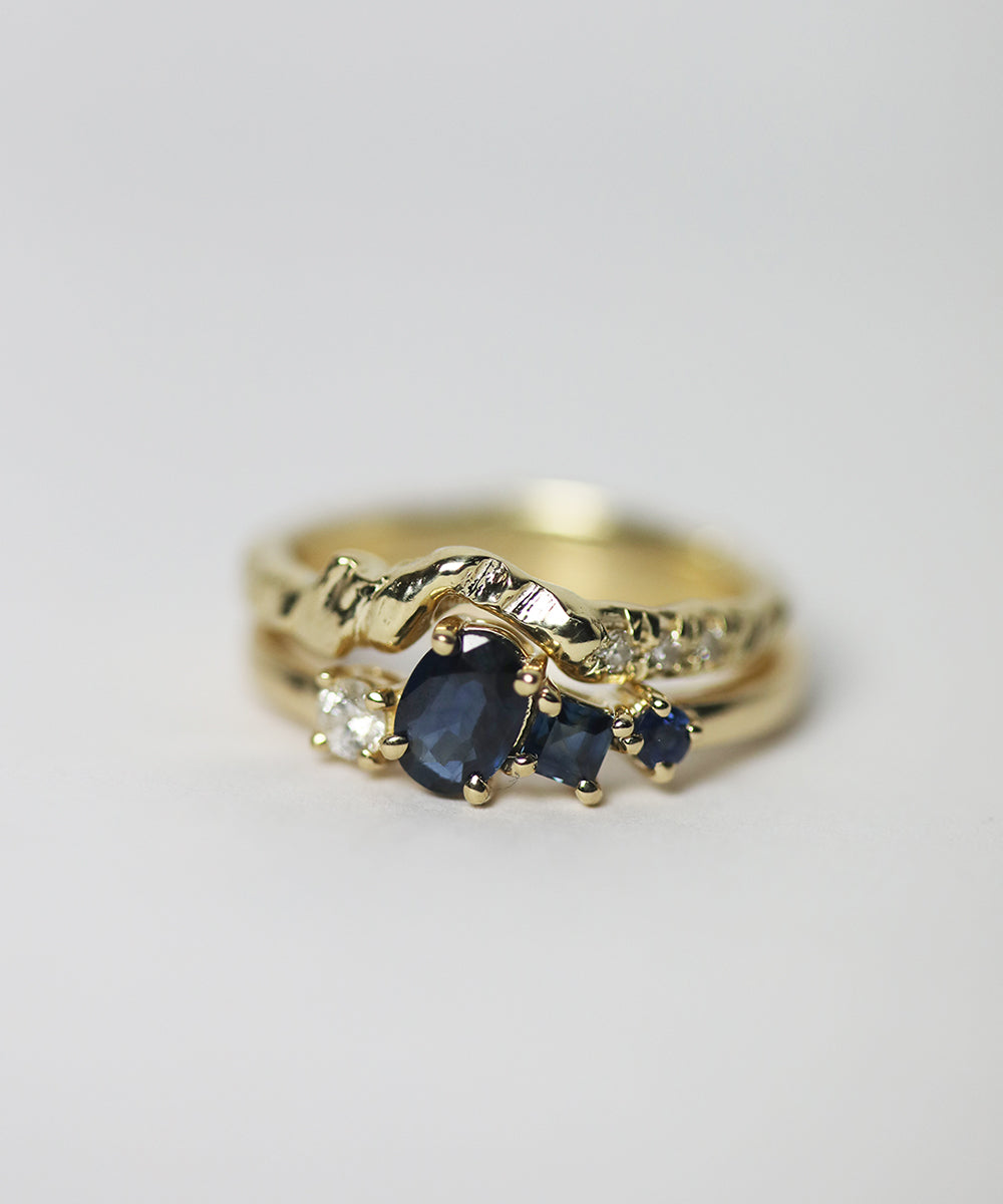 Sapphire/Diamond leaning ring