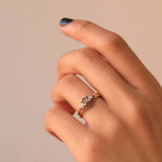 salt & pepper white diamond 14k yellow gold Engagement ring Brooklyn New York