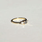 salt & pepper white diamond 14k yellow gold Engagement ring Brooklyn New York