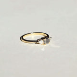 salt & pepper white diamond 14k yellow gold Engagement ring Brooklyn New York