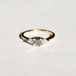 salt & pepper  white diamond 14k yellow gold Engagement ring Brooklyn New York 