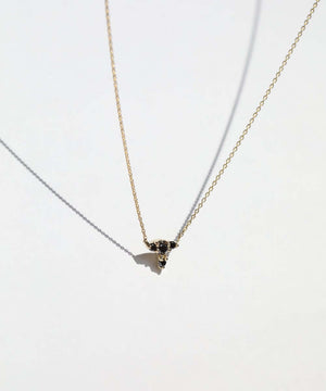 Black Diamond Charm Necklace 14k Yellow Gold Macha Studio Brooklyn New York