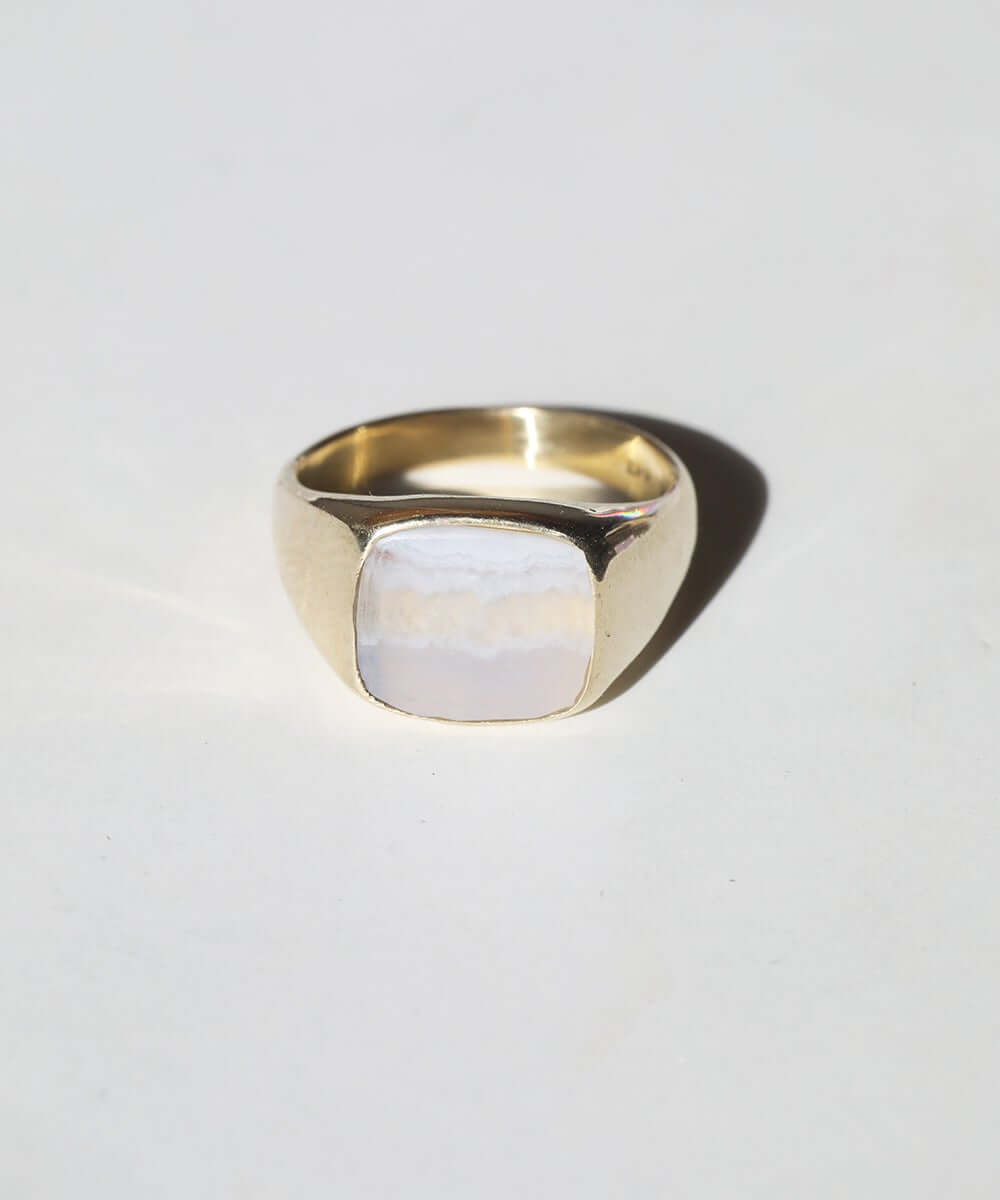 Men's ring silver signet ring with pearl stone made of 925 sterling silver