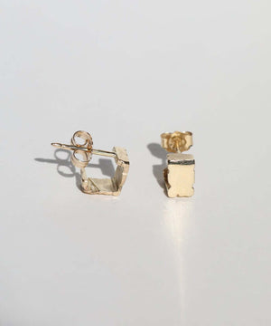 Solid Gold Textured Handcrafted stud Earrings