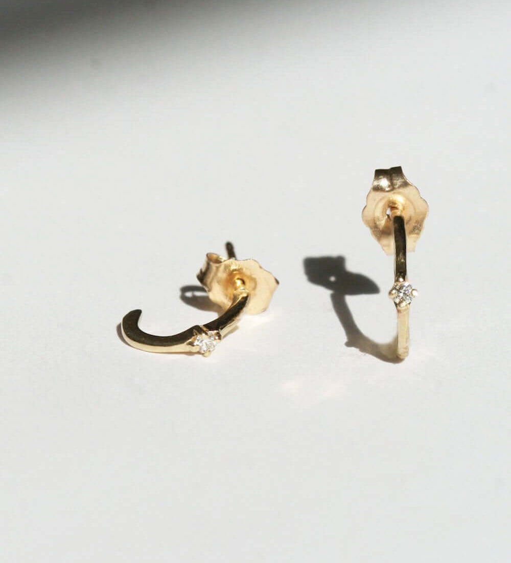 Gold Diamond Hoop Earrings Macha Studio Brooklyn New York