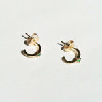 Gold Emerald Hoop Earrings Macha Studio Brooklyn New York