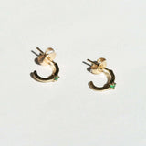 Gold Emerald Hoop Earrings Macha Studio Brooklyn New York
